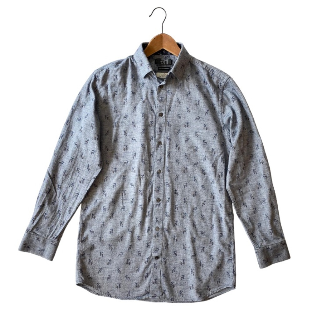 Le 31 Regular Fit Elk Print Button Down Shirt
